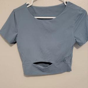 Light blue cropped workout top